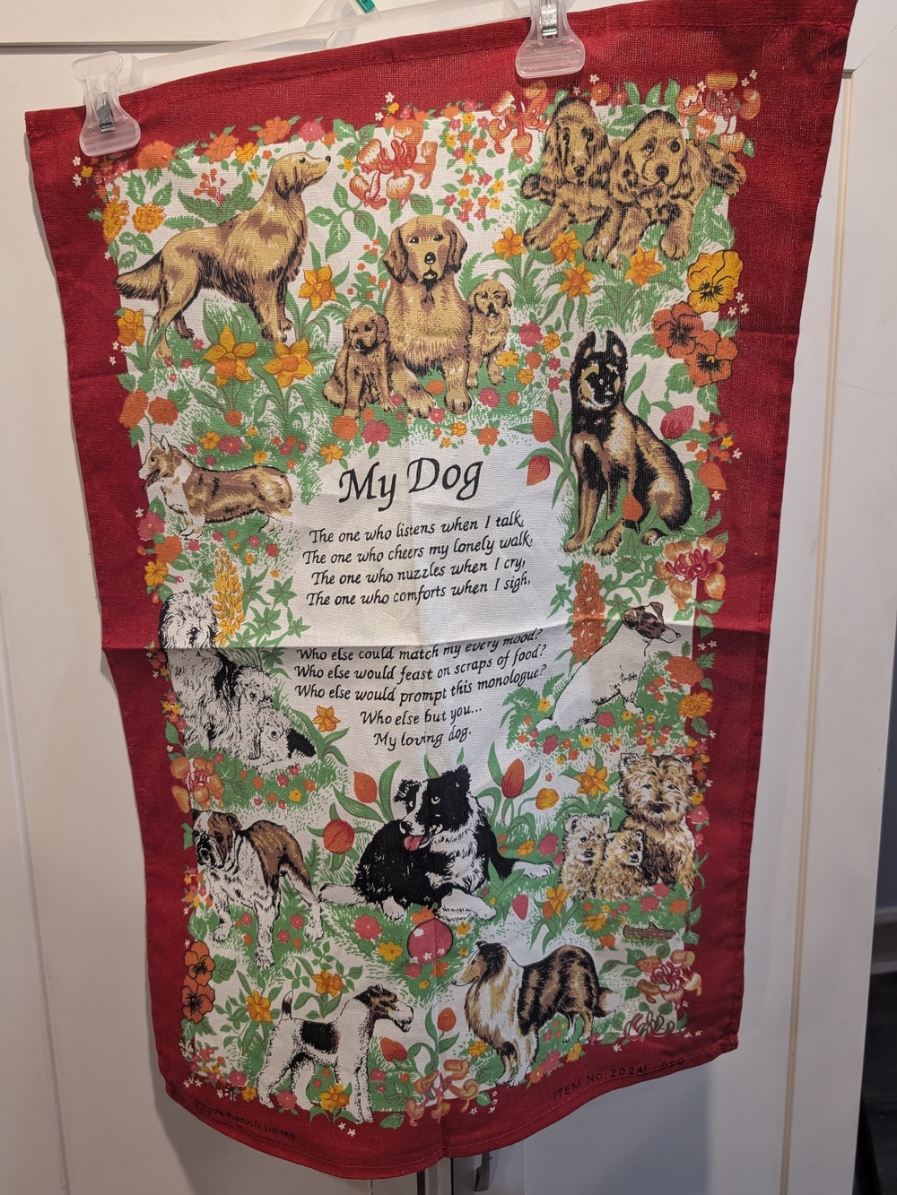 My Dog Decorative Pet Themed Cotton Tea Towel Nwot